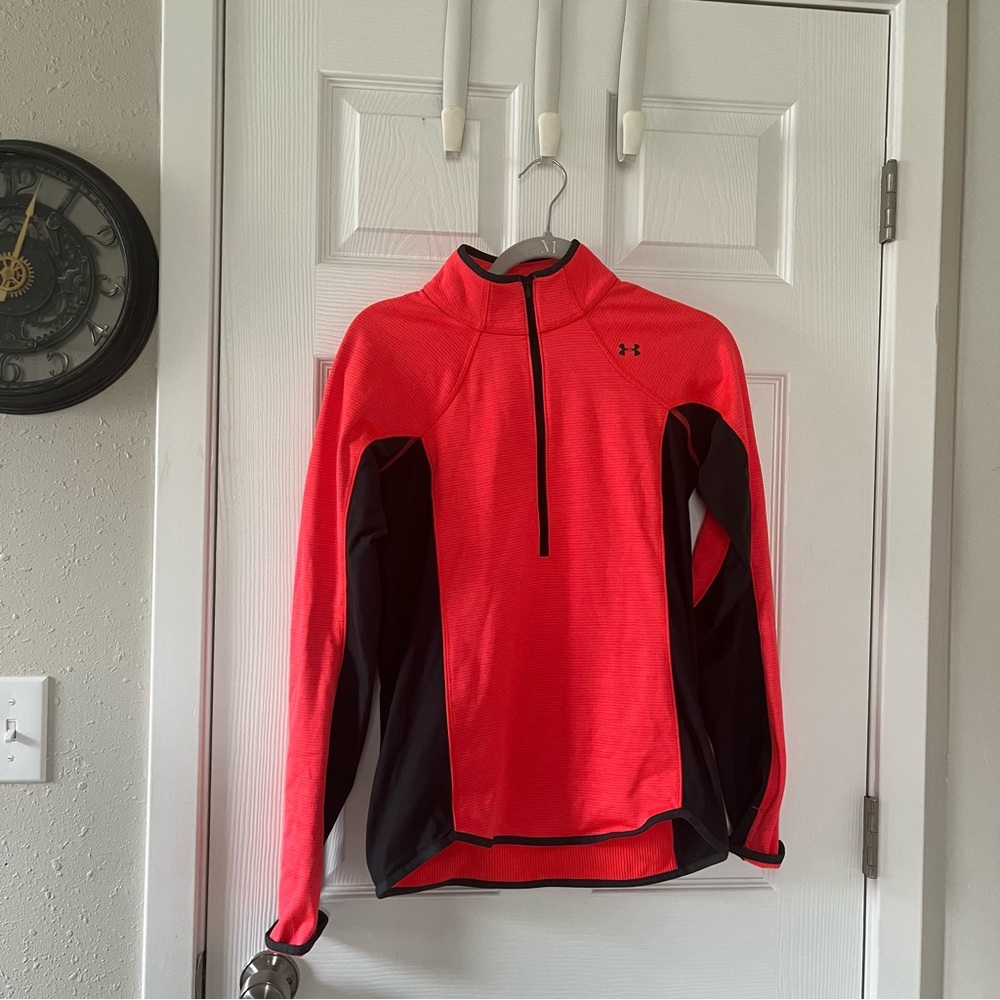 Under Armour Red and Black Quarter-Zip Pullover
